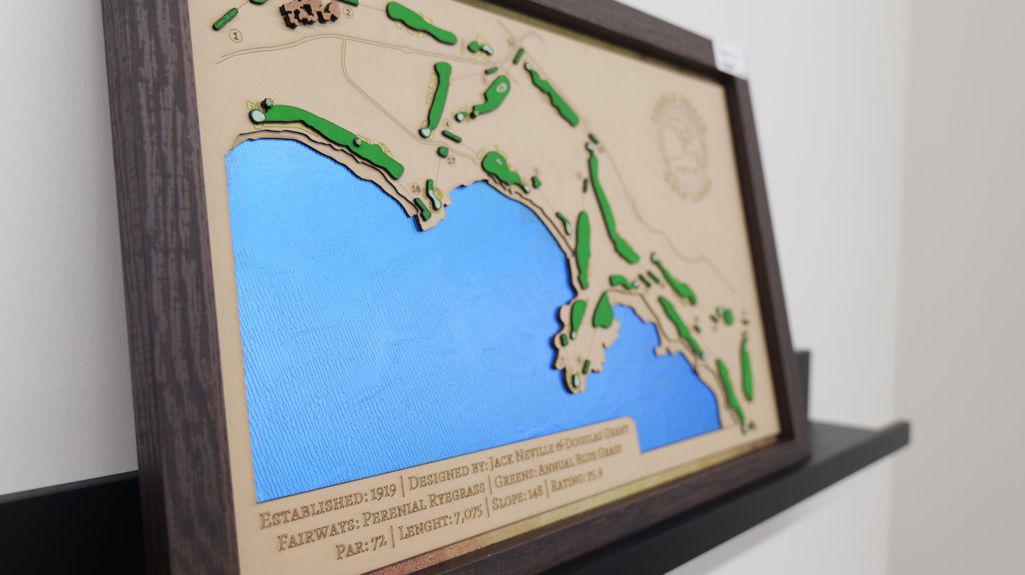 Custom 3D Wooden Golf Course Map Sign, Hand-Crafted Course Layout Wall Art